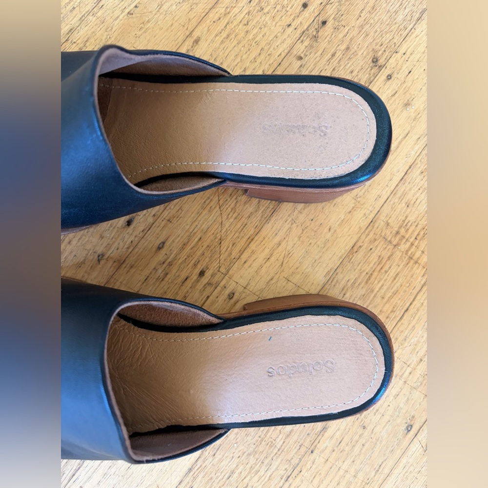 Soludos leather mule pointed toe block heal - Picture 3 of 15